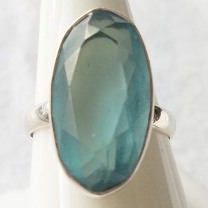A blue topaz gemstone ring, size 7.5, 925 silver, promise ring, solitaire ring